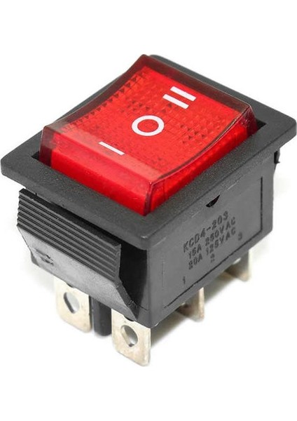 Kcd4 On-Off-On Üç Konumlu Işıklı Anahtar 6 Pin