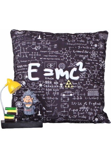 Einstein 2'li Set Einstein Büyük Boy Yastık Einstein Lamba