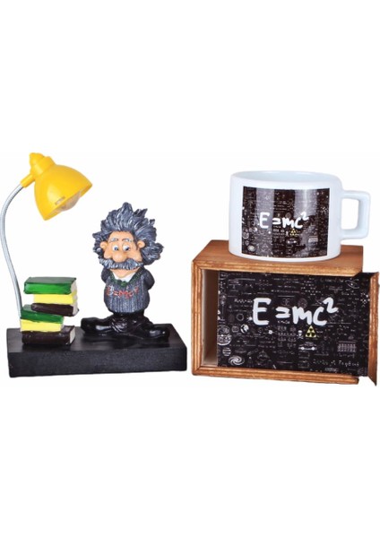 Einstein Temalı 2'li Set Einstein Lamba Einstein Kutulu Kupa