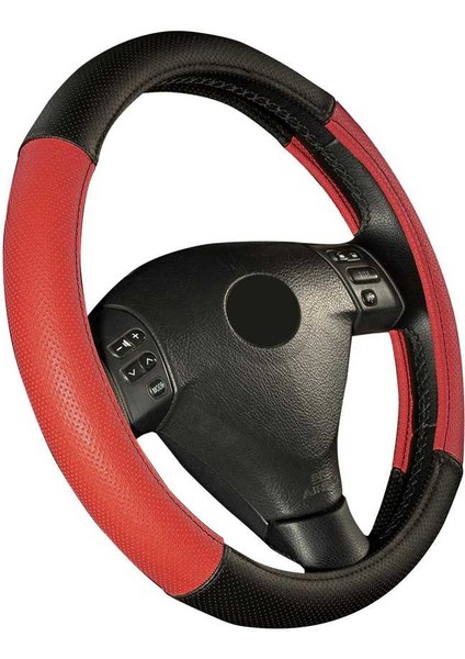 Direksiyon Kılıfı 38 CM Siyah Kırmızı 002