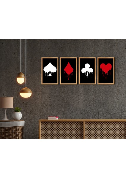 Home Iskambil 4'lü El Yapımı Ahşap Çerçeveli Tablo-4 fiyatları