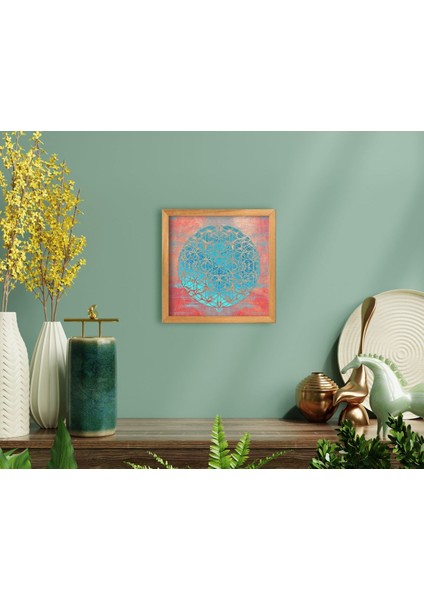 Home Yaşam Çiçeği El Yapımı Ahşap Çerçeveli Tablo-1