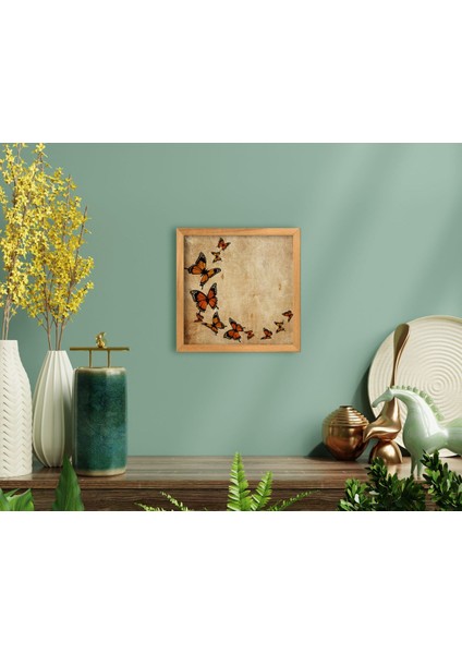 Home Kelebek El Yapımı Ahşap Çerçeveli Tablo-3