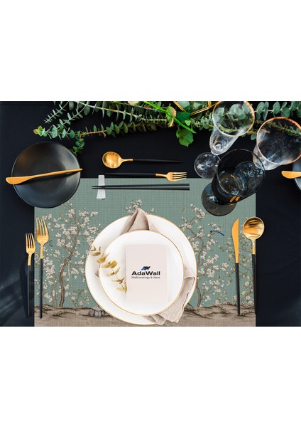Home Yeşil Kuşlu Bahçe Kumaş Amerikan Servis 4'lü Set 35X50CM fiyatları