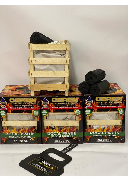 Doğal Pratik Mangal Kömürü 6 Adet Çıtalı, Alttan Yakmalı (Maşa ve Yelpaze) fırsatları