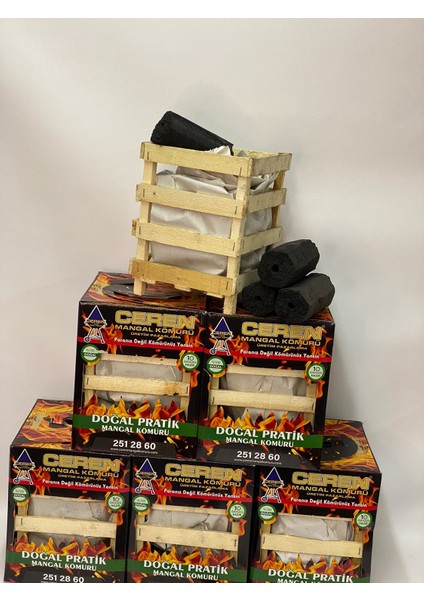 Doğal Pratik Mangal Kömürü 12 Adet Çıtalı, Alttan Yakmalı (Maşa ve Yelpaze) indirimleri