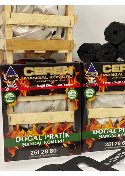Doğal Pratik Mangal Kömürü 18 Adet Çıtalı, Alttan Yakmalı (Maşa ve Yelpaze) fiyatları