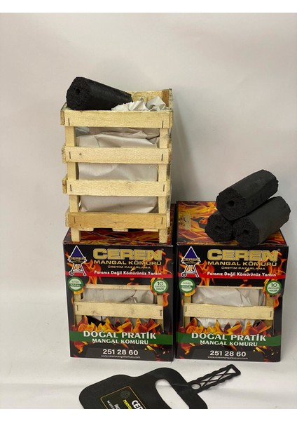 Doğal Pratik Mangal Kömürü 18 Adet Çıtalı, Alttan Yakmalı (Maşa ve Yelpaze) modelleri