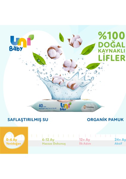 Uni Baby Yenidoğan Islak Mendil 3X40