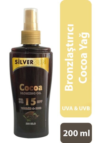 Cocoa Bronzlaştırıcı Yağ Vitamin E Plus Spf 15 200 ml