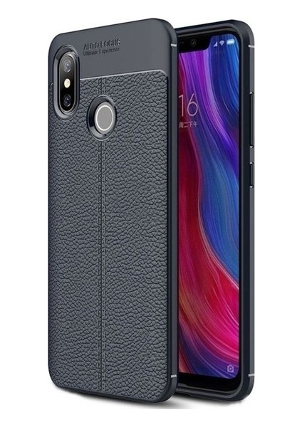 Xiaomi Mi 8 Se Kılıf Rugan Armor Deri Görünümlü Parmak İzi Yapmaz Dayanıklı Niss Silikon Kapak