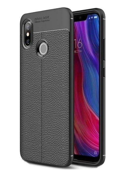 Xiaomi Mi 8 Se Kılıf Rugan Armor Deri Görünümlü Parmak İzi Yapmaz Dayanıklı Niss Silikon Kapak