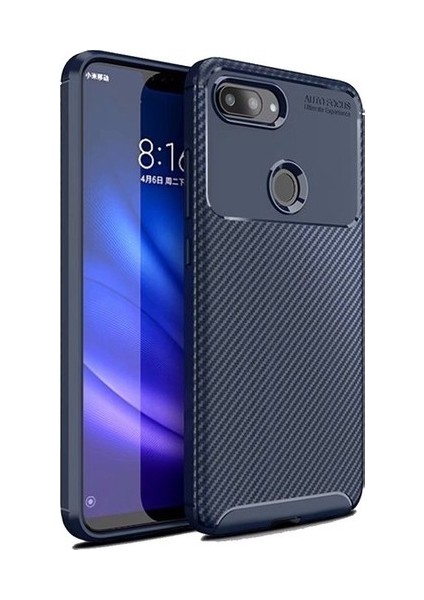 Xiaomi Mi 8 Lite Kılıf Rugged Armor Darbe Emici Uzun Ömürlü Dayanıklı Parmak İzi Yapmaz Karbon Tasarım Negro Silikon Kapak