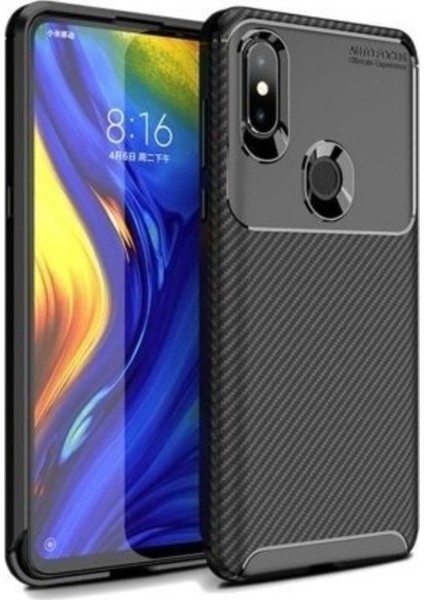 Xiaomi Mi Mix 3 Kılıf Rugged Armor Darbe Emici Uzun Ömürlü Dayanıklı Parmak İzi Yapmaz Karbon Tasarım Negro Silikon Kapak