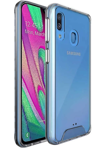 Samsung Galaxy A40 Kılıf Darbe Emici Kalın Şeffaf Sert Silikon