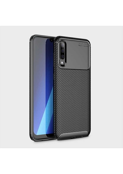 Samsung Galaxy A70 Kılıf Rugged Armor Darbe Emici Uzun Ömürlü Dayanıklı Parmak İzi Yapmaz Karbon Tasarım Negro Silikon Kapak