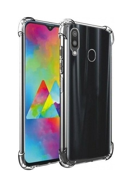 Samsung Galaxy M20 Kılıf AntiShock Köşe Korumalı Darbe Emici Crystal Berrak Şeffaf Sert Silikon