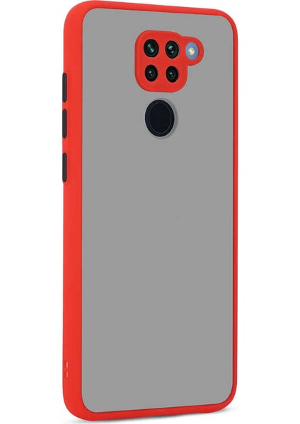 - Xiaomi Redmi Note 9 - Kılıf Arkası Buzlu Renkli Düğmeli Hux Kapak - Kırmızı