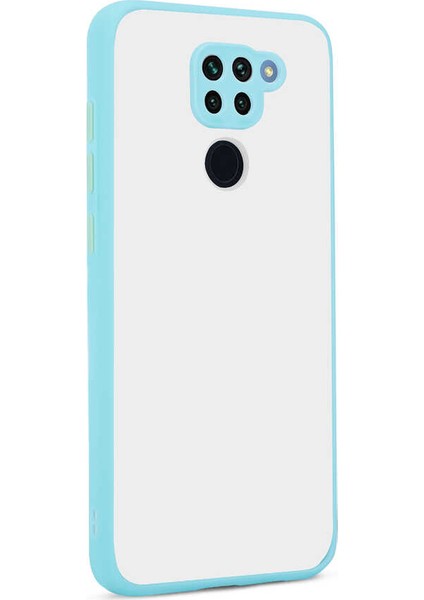 - Xiaomi Redmi Note 9 - Kılıf Arkası Buzlu Renkli Düğmeli Hux Kapak - Turkuaz