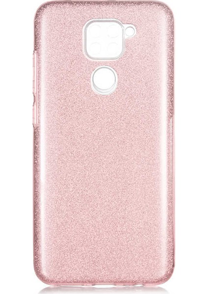 - Xiaomi Redmi Note 9 - Kılıf Simli Koruyucu Shining Silikon - Rose Gold