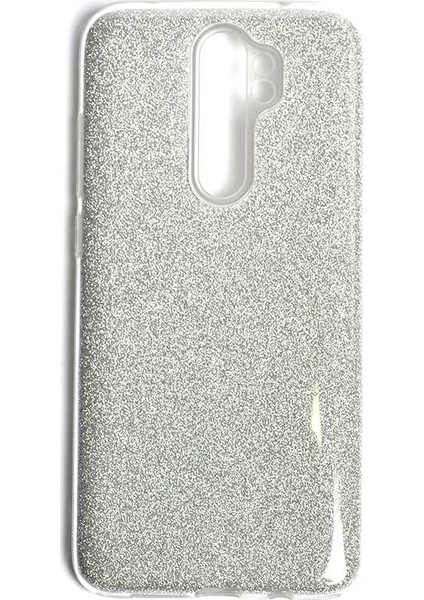 noktaks - Xiaomi Redmi Note 8 Pro - Kılıf Simli Koruyucu Shining Silikon - Gri - T10924