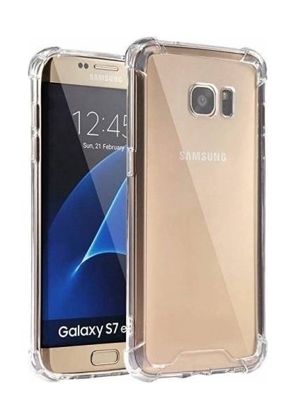 Samsung Galaxy S7 Edge Kılıf AntiShock Köşe Korumalı Darbe Emici Crystal Berrak Şeffaf Sert Silikon