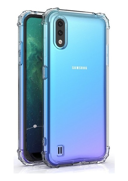 Samsung Galaxy A01 Kılıf AntiShock Köşe Korumalı Darbe Emici Crystal Berrak Şeffaf Sert Silikon