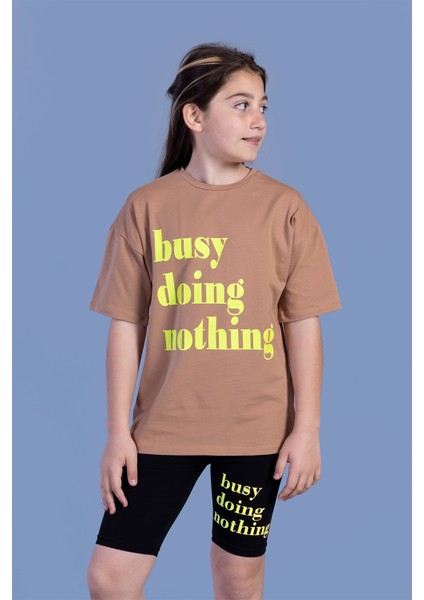 Kız Çocuk Neon Baskılı Taytlı Takım