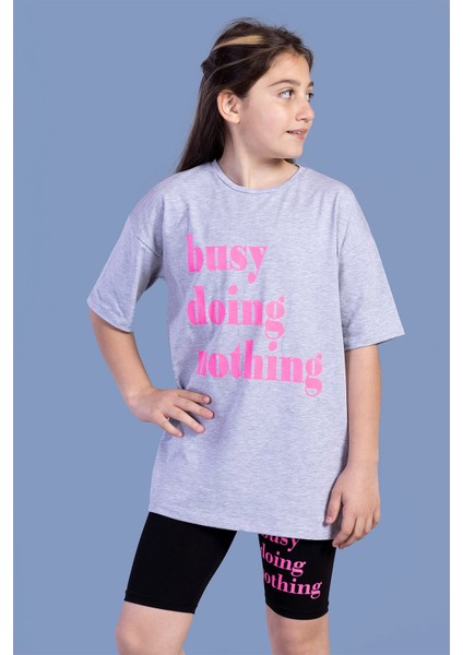 Kız Çocuk Neon Baskılı Taytlı Takım