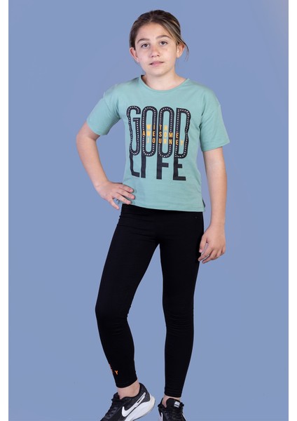 Kız Çocuk Baskılı Taş Işlemeli Taytlı Takım indirimleri