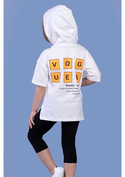 Kız Çocuk Baskılı Kapüşonlu Kanguru Cepli Taytlı Takım fiyatları