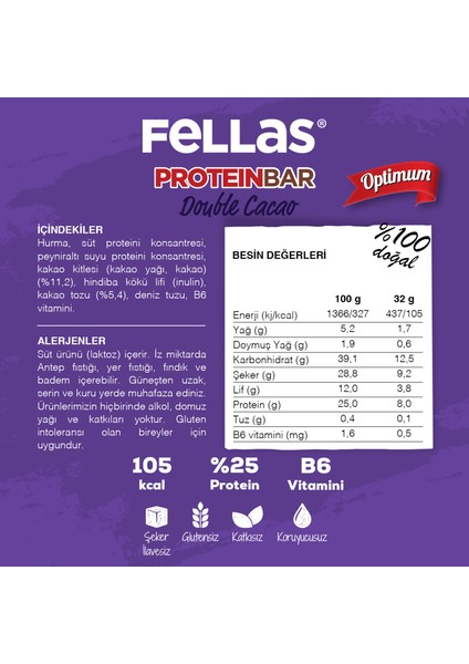 Protein Bar - Duble Kakaolu 32 gr x 12 Adet fırsatları