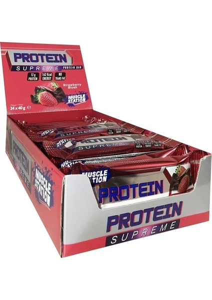 Muscle Statıon Supreme Protein Bar Çikolata Çilek 40 gr 24 Adet