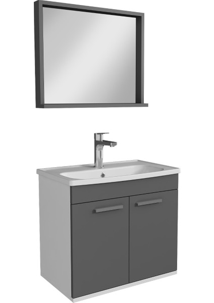 Rubino Banyo Dolabı Beyaz - Antrasit 60 cm