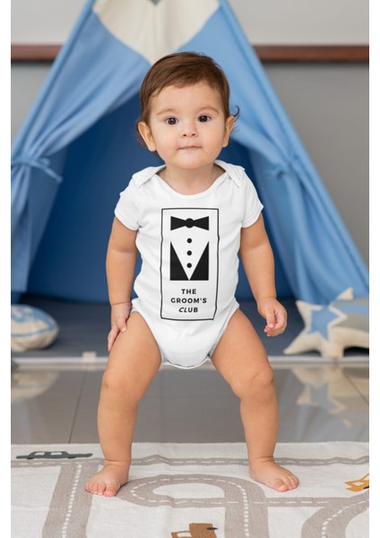The Groom's Clup Desenli Kısa Kol Erkek Bebek Body