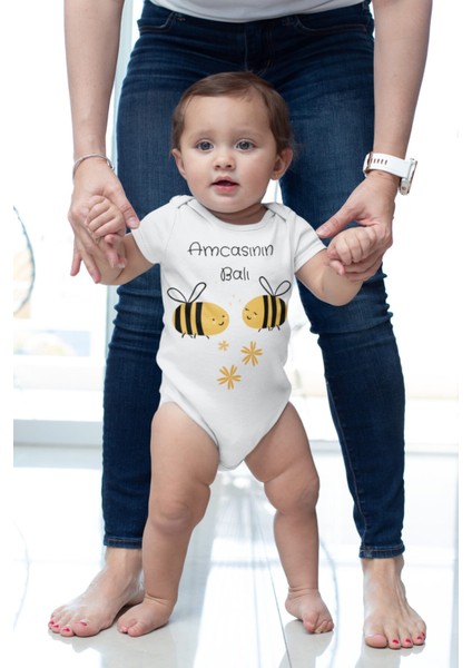 Amcasının Balı Desenli Kısa Kol Unisex Body