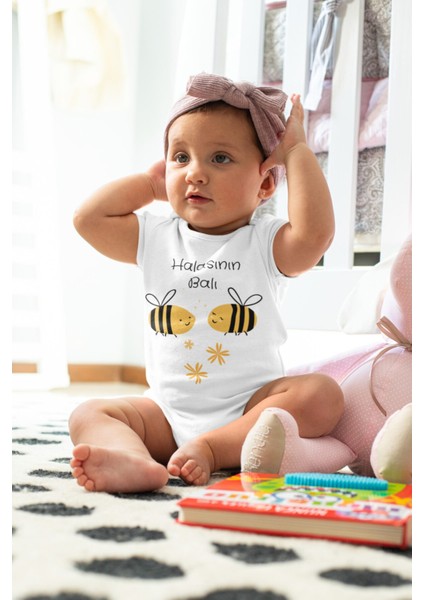 Halasının Balı Desenli Kısa Kol Unisex Body