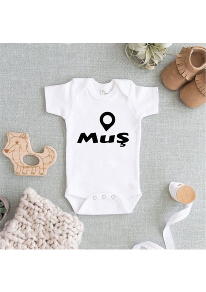 Unisex Beyaz Baskılı Zıbın