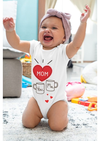 You And Me Mom Desenli Kısa Kol Unisex Body