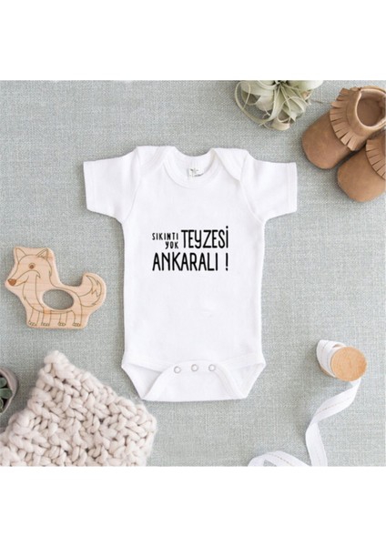 Unisex Beyaz Baskılı Zıbın