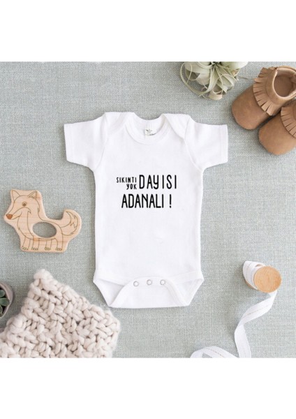 Bebek Beyaz Baskılı Zıbın