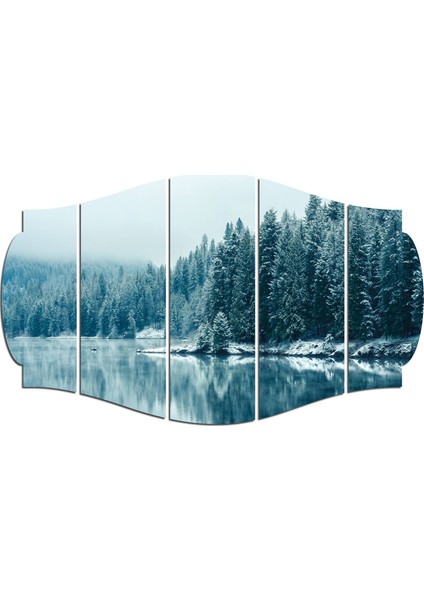 Göl Karlı Orman Manzarası Mdf TABLO-3153 (Model C)