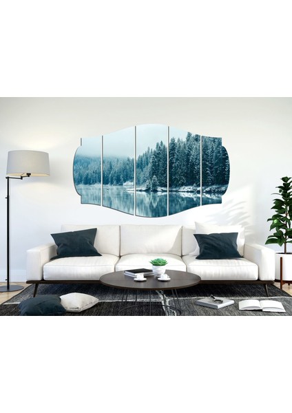 Göl Karlı Orman Manzarası Mdf TABLO-3153 (Model C) fiyatları