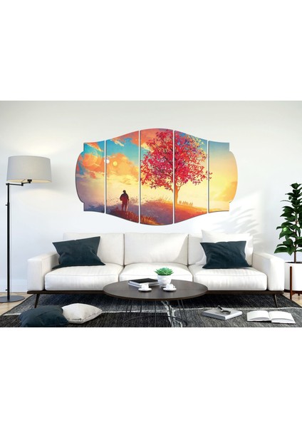 Ağaç Insan Digital Painting Gün Batımı Mdf TABLO-3136 (Model C)