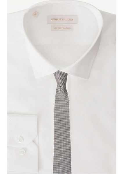 ALTINYILDIZ CLASSICS Erkek Gri-Siyah Desenli Klasik Nano Kravat modelleri