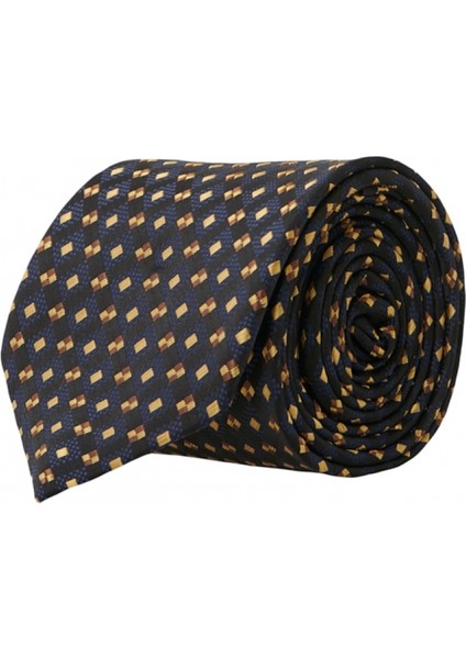 ALTINYILDIZ CLASSICS Erkek Lacivert-Sarı Desenli Klasik Nano Kravat