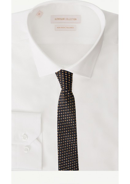 ALTINYILDIZ CLASSICS Erkek Lacivert-Sarı Desenli Klasik Nano Kravat modelleri