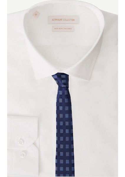 ALTINYILDIZ CLASSICS Erkek Lacivert-Mavi Desenli Klasik Nano Kravat modelleri