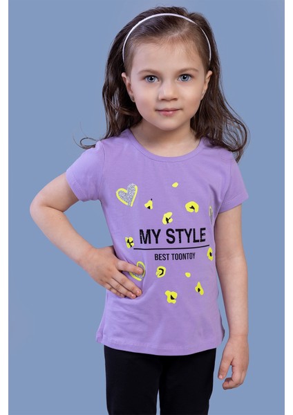 Toontoy Kız Çocuk Kalp Baskılı Tişört