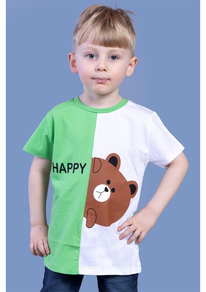 Toontoy Erkek Çocuk Iki Renkli Ayıcık Baskılı Tişört